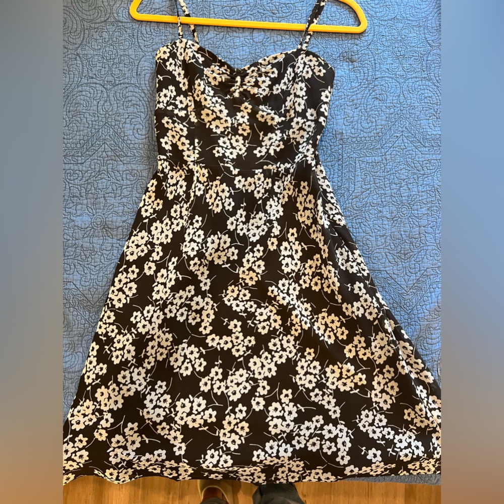 Brown and white flowered Loft dress